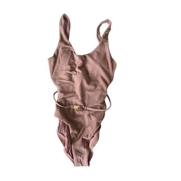 Andie Swim The Molokai One Piece Swimsuit Belt Size XS Pink Gold Metallic - Picture 1 of 5